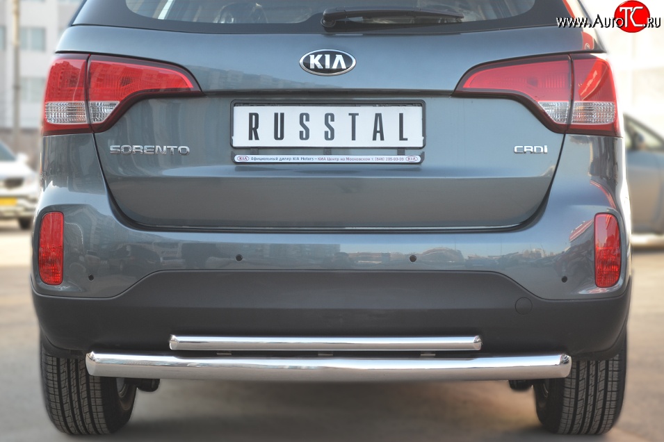 19 549 р. Защита заднего бампера (Ø76 и 42 мм, нержавейка) SLITKOFF  KIA Sorento  XM (2012-2015) рестайлинг  с доставкой в г. Кемерово
