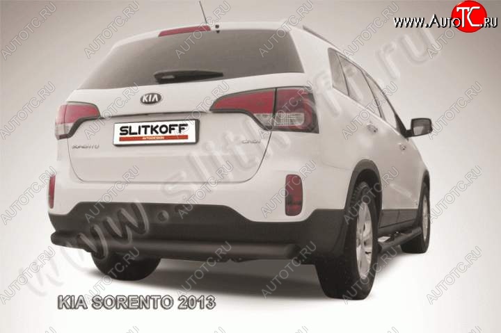 8 999 р. Защита заднего бампера из трубы d76 Slitkoff (длинная)  KIA Sorento  XM (2012-2015) рестайлинг (Цвет: серебристый)  с доставкой в г. Кемерово