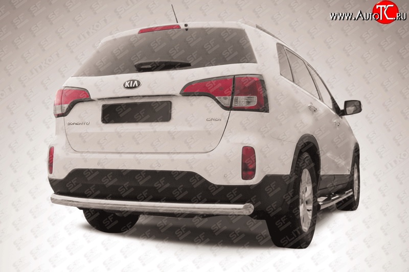 12 999 р. Одинарная защита заднего бампера из трубы диаметром 76 мм Slitkoff  KIA Sorento  XM (2012-2015) рестайлинг (Нержавейка, Полированная)  с доставкой в г. Кемерово