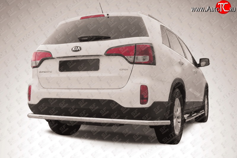 15 499 р. Защита заднего бампера из длинной трубы диаметром 57 мм Slitkoff  KIA Sorento  XM (2012-2015) рестайлинг (Нержавейка, Полированная)  с доставкой в г. Кемерово