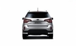 Защита заднего бампера из двух боковых уголков диаметром 63 мм Petroil Tuning KIA Sorento  XM (2012-2015) рестайлинг (Нержавеющая полированная сталь)