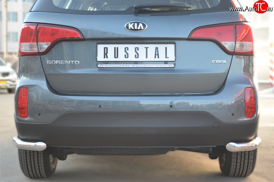 13 799 р. Защита заднего бампера (Ø63 мм уголки, нержавейка) SLITKOFF  KIA Sorento  XM (2012-2015) рестайлинг  с доставкой в г. Кемерово
