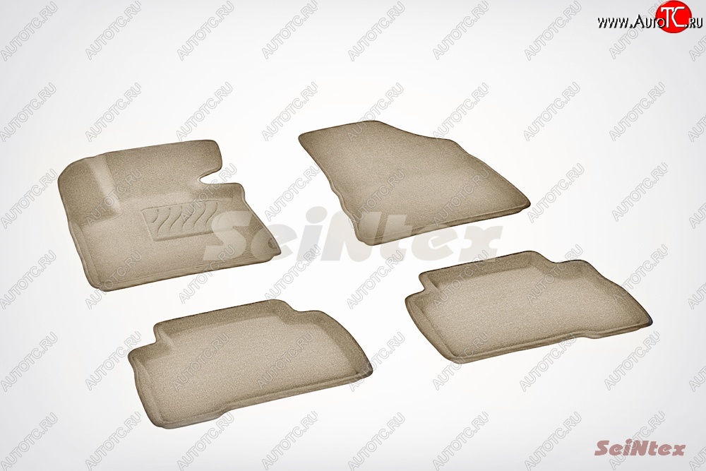 7 649 р. Износостойкие коврики в салон SeiNtex Premium 3D 4 шт. (ворсовые, бежевые)  KIA Sorento  XM (2012-2015) рестайлинг  с доставкой в г. Кемерово