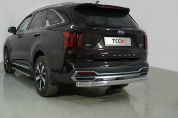 Защита заднего бампера (овальная длинная) ТСС (нержавейка d 75х42 мм) KIA Sorento  MQ4 (2020-2022)