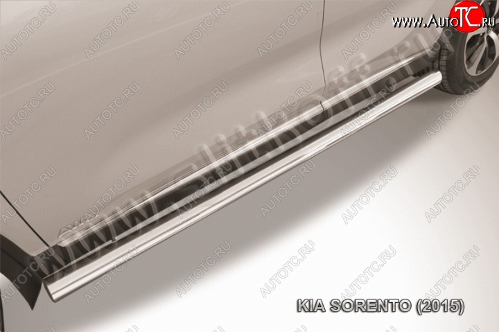 16 999 р. Защита порогов из круглой трубы диаметром 76 мм Slitkoff KIA Sorento UM/Prime дорестайлинг (2014-2018) (Нержавейка, Полированная)  с доставкой в г. Кемерово