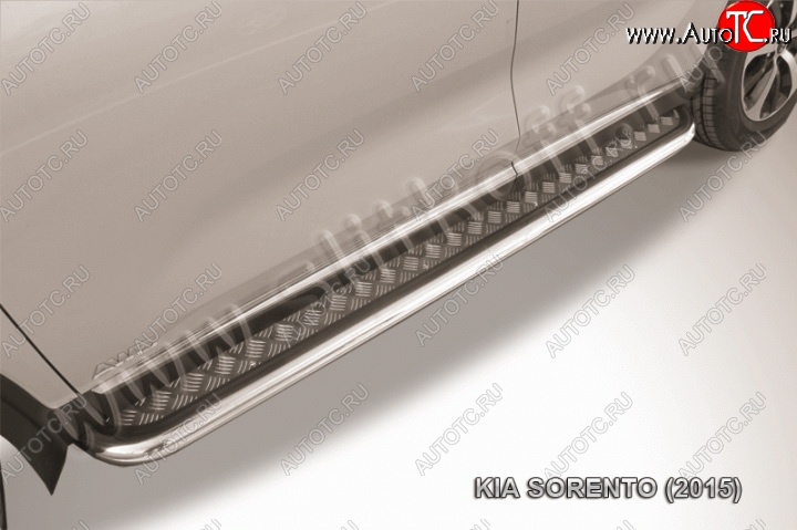 16 799 р. Широкая защита порогов Slitkoff  KIA Sorento  UM/Prime (2014-2018) дорестайлинг (Нержавейка, Полированная)  с доставкой в г. Кемерово