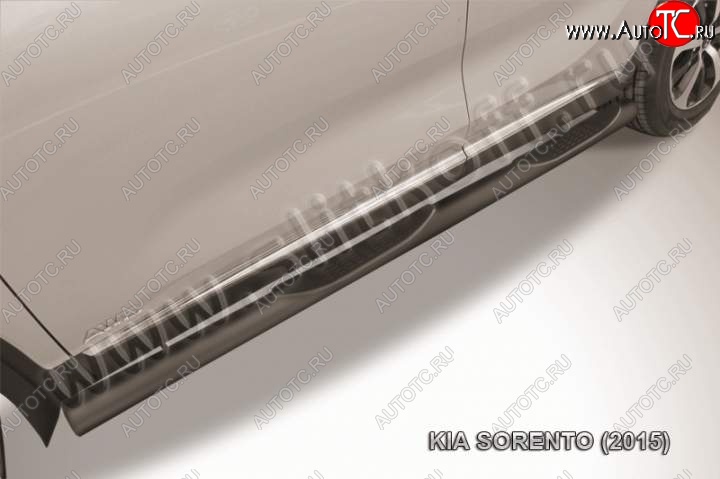 13 549 р. Защита порогов из труб d76 Slitkoff (с проступью) KIA Soul PS дорестайлинг (2014-2016) (Цвет: серебристый)  с доставкой в г. Кемерово