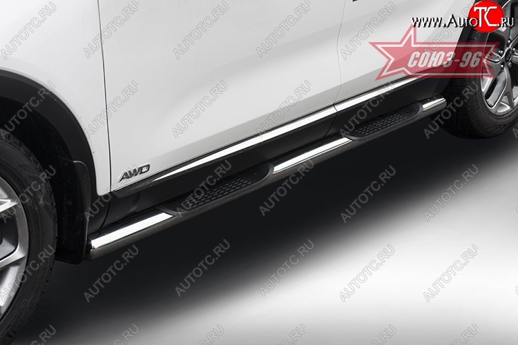 15 479 р. Защита порогов с проступью Souz-96 (d76) KIA Sorento UM/Prime дорестайлинг (2014-2018)  с доставкой в г. Кемерово