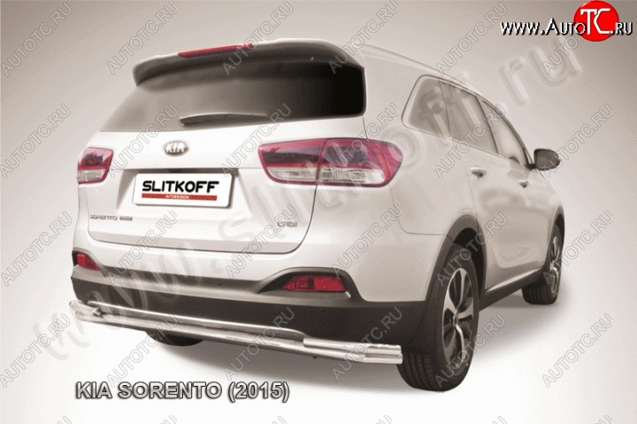 13 749 р. Защита заднего бампера из трубы диаметром 57 мм Slitkoff  KIA Sorento  UM/Prime (2014-2018) дорестайлинг (Нержавейка)  с доставкой в г. Кемерово