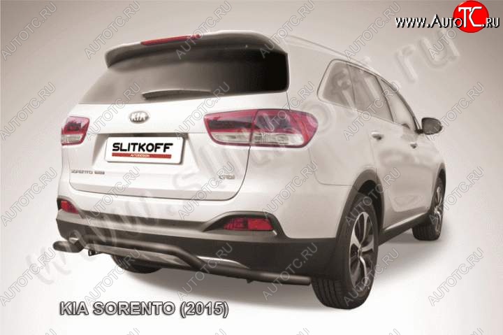 9 649 р. Защита заднего бампера из трубы d57 Slitkoff (волна)  KIA Sorento  UM/Prime (2014-2018) дорестайлинг (Цвет: серебристый)  с доставкой в г. Кемерово