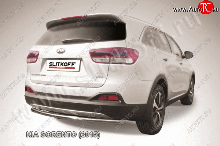 12 999 р. Защита заднего бампера из трубы диаметром 57 мм Slitkoff  KIA Sorento  UM/Prime (2014-2018) дорестайлинг (Нержавейка)  с доставкой в г. Кемерово