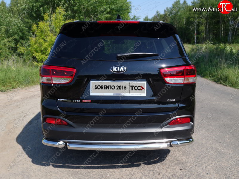 11 749 р. Защита заднего бампера (короткая) ТСС (нержавейка d 60,3 мм)  KIA Sorento  UM/Prime (2014-2018) дорестайлинг  с доставкой в г. Кемерово