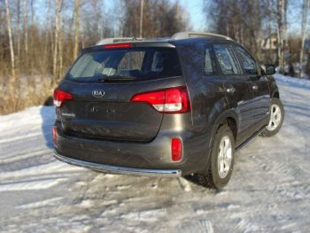 Защита заднего бампера (овальная) ТСС (нержавейка d75х42 мм) KIA Sorento UM/Prime дорестайлинг (2014-2018)