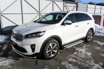 17 399 р. Пороги алюминиевые Slitkoff  KIA Sorento  UM/Prime (2014-2018) дорестайлинг (Standart Silver)  с доставкой в г. Кемерово. Увеличить фотографию 2