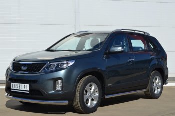 9 999 р. Защита порогов на SLITKOFF (труба D63 мм) KIA Sorento XM рестайлинг (2012-2015) (Защита порогов с закругленными торцами (вариант 3))  с доставкой в г. Кемерово. Увеличить фотографию 3