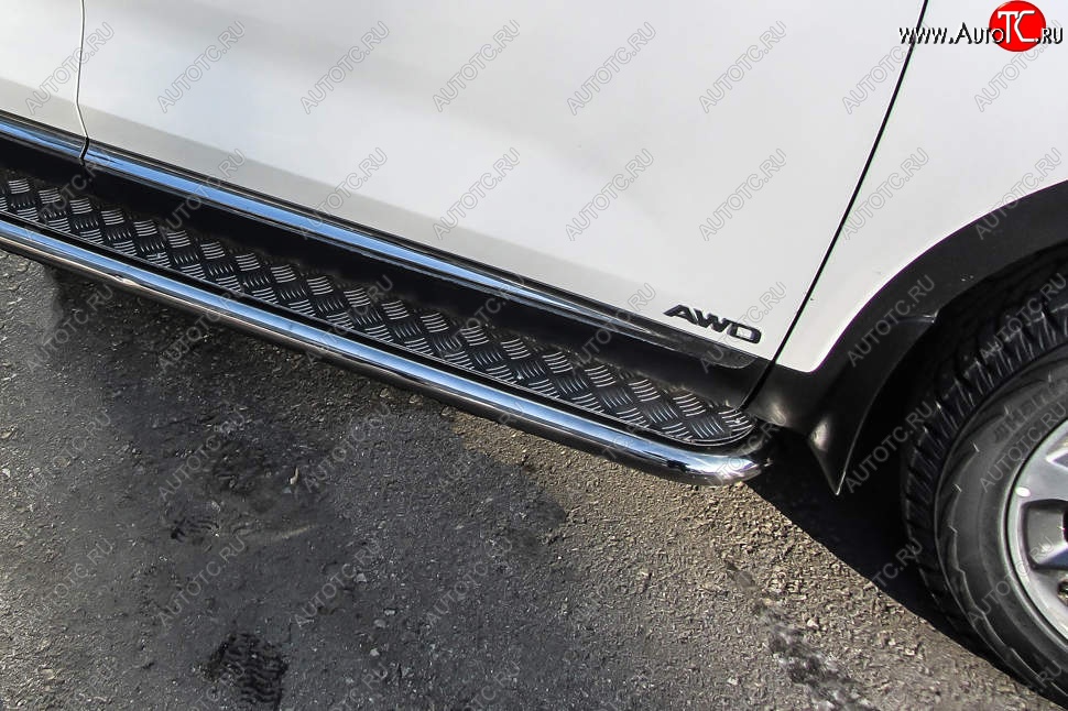 19 399 р. Защита порогов Slitkoff (с листом, d57 мм)  KIA Sorento  UM/Prime (2018-2020) рестайлинг (Нержавейка)  с доставкой в г. Кемерово