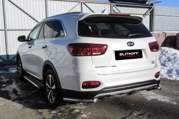 Защита заднего бампера Slitkoff (уголки, d57) KIA Sorento  UM/Prime (2018-2020) рестайлинг