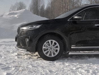 19 799 р. Защита переднего бампера (Ø 63/42 мм с углами, нержавейка) SLITKOFF  KIA Sorento  UM/Prime (2018-2020) рестайлинг  с доставкой в г. Кемерово. Увеличить фотографию 3