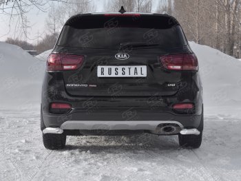 Защита заднего бампера (Ø63 мм уголки, нержавейка) SLITKOFF KIA Sorento  UM/Prime (2018-2020) рестайлинг