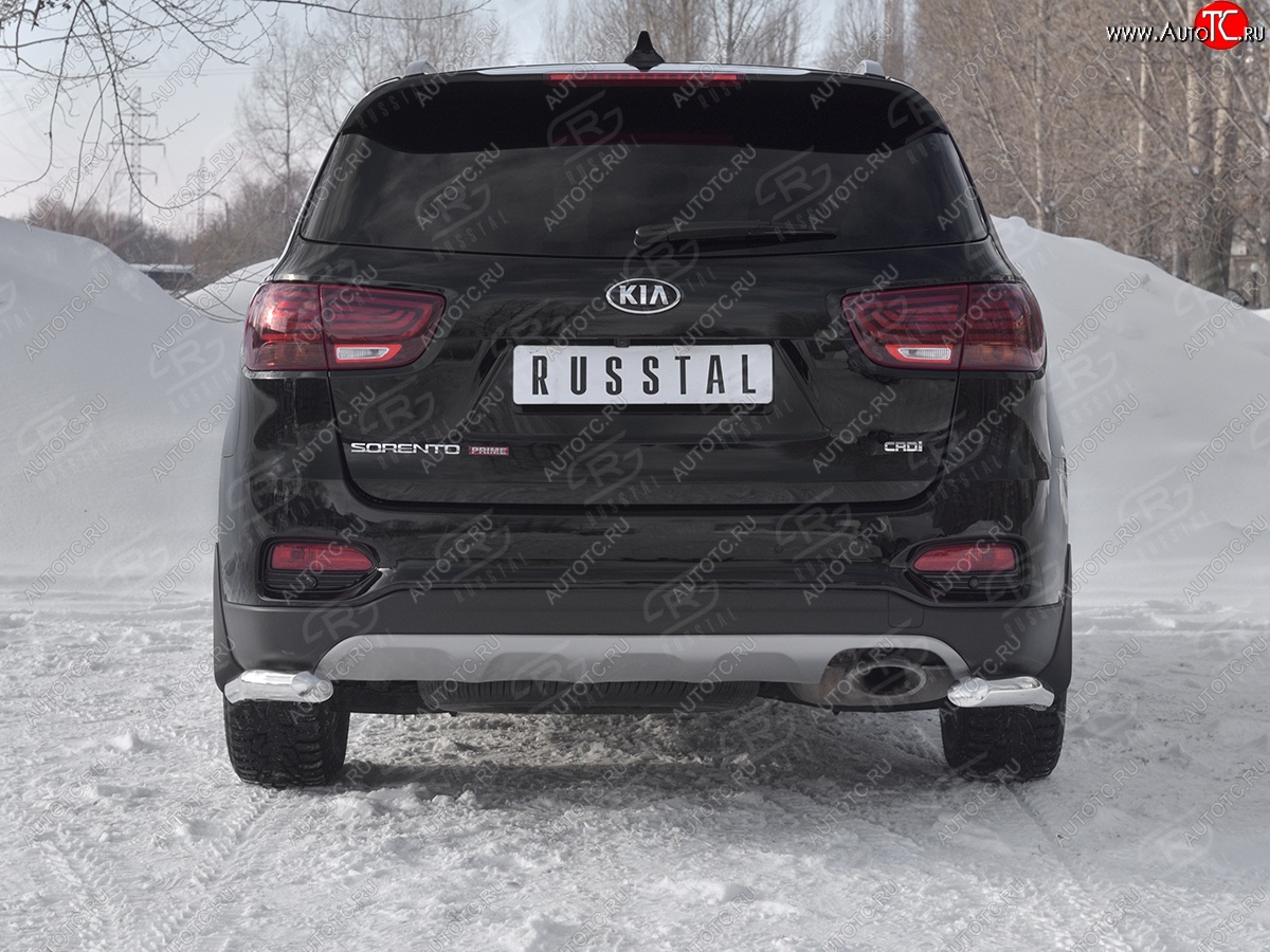15 799 р. Защита заднего бампера (Ø63 мм уголки, нержавейка) SLITKOFF  KIA Sorento  UM/Prime (2018-2020) рестайлинг  с доставкой в г. Кемерово