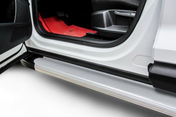 Пороги алюминиевые Slitkoff KIA Sorento  UM/Prime (2018-2020) рестайлинг (Optima Silver)