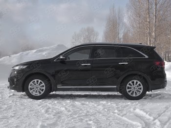 13 299 р. Защита порогов (Ø75x42 мм с проступью, нержавейка) Russtal KIA Sorento UM/Prime рестайлинг (2018-2020)  с доставкой в г. Кемерово. Увеличить фотографию 2