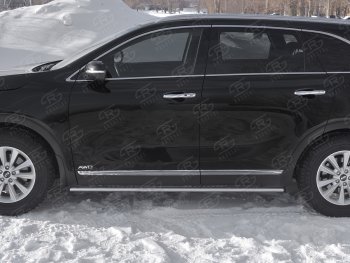 13 299 р. Защита порогов (Ø75x42 мм с проступью, нержавейка) Russtal KIA Sorento UM/Prime рестайлинг (2018-2020)  с доставкой в г. Кемерово. Увеличить фотографию 3