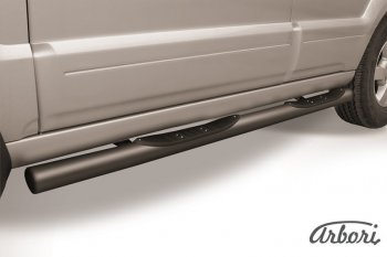 9 989 р. Защита штатных порогов Arbori (с проступью, черная, d76 mm). KIA Sorento BL дорестайлинг (2002-2006)  с доставкой в г. Кемерово. Увеличить фотографию 1