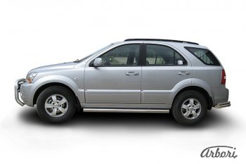 12 509 р. Защита штатных порогов Arbori (нержавейка, d76 mm). KIA Sorento BL дорестайлинг (2002-2006)  с доставкой в г. Кемерово. Увеличить фотографию 1