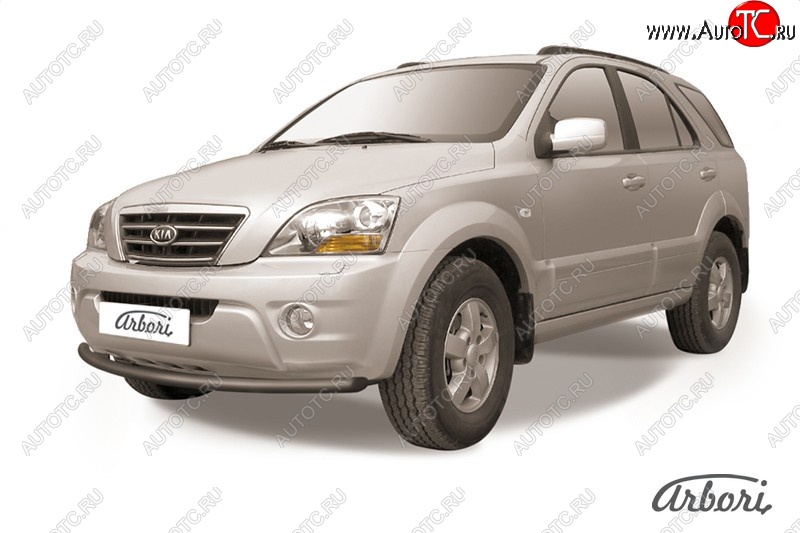5 669 р. Защита переднего бампера Arbori (черная, 1 труба d57 mm). KIA Sorento BL дорестайлинг (2002-2006)  с доставкой в г. Кемерово