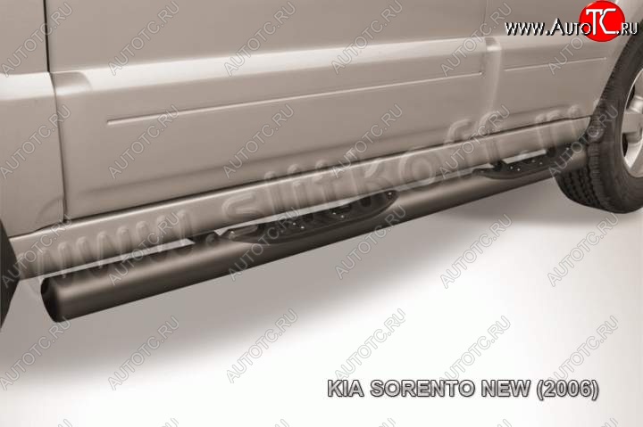 12 399 р. Защита порогов из труб d76 (с проступью) Slitkoff KIA Sorento BL рестайлинг (2006-2010) (Цвет: серебристый)  с доставкой в г. Кемерово