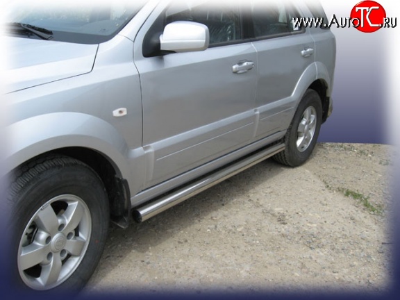 14 999 р. Защита порогов из круглой трубы диаметром 76 мм Slitkoff KIA Sorento BL рестайлинг (2006-2010) (нержавейка полированная)  с доставкой в г. Кемерово