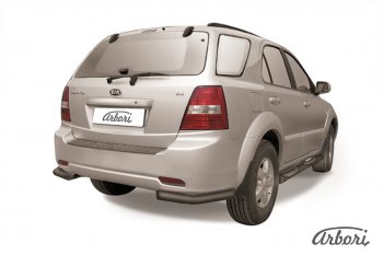 7 019 р. Защита заднего бампера Arbori (уголки, черная, 1 труба d57 mm).  KIA Sorento  BL (2002-2010) дорестайлинг, рестайлинг  с доставкой в г. Кемерово. Увеличить фотографию 1