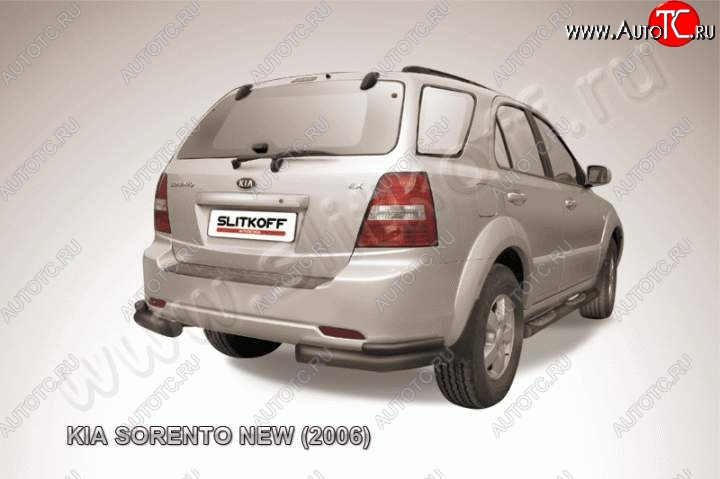 9 449 р. Защита заднего бампера из уголков d76+d42 Slitkoff (двойная)  KIA Sorento  BL (2002-2010) дорестайлинг, рестайлинг (Цвет: серебристый)  с доставкой в г. Кемерово