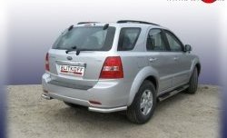 Защита заднего бампера из двух боковых уголков диаметром 57 мм Slitkoff KIA Sorento  BL (2002-2006) дорестайлинг