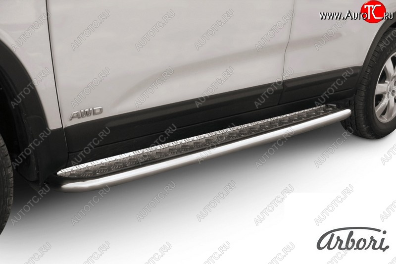 24 999 р. Защита штатных порогов с листом Arbori (нержавейка, алюминий, d42 mm)  KIA Sorento  UM/Prime (2014-2018) дорестайлинг  с доставкой в г. Кемерово