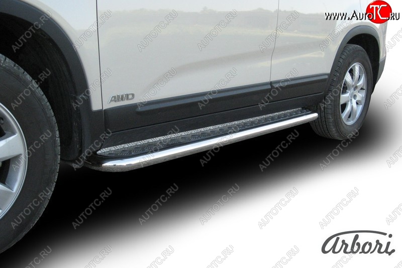15 569 р. Защита штатных порогов с листом Arbori (нержавейка, алюминий, d57)  KIA Sorento  XM (2009-2012) дорестайлинг  с доставкой в г. Кемерово