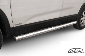 14 039 р. Защита штатных порогов Arbori (нержавейка, d76 mm). KIA Sorento XM дорестайлинг (2009-2012)  с доставкой в г. Кемерово. Увеличить фотографию 1