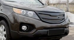 5 299 р. Решётка радиатора RA KIA Sorento XM дорестайлинг (2009-2012) (Глянец под окраску, с металлической сеткой, Неокрашенная)  с доставкой в г. Кемерово. Увеличить фотографию 2