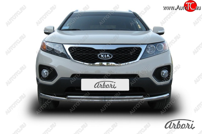 17 099 р. Защита переднего бампера Arbori (нержавейка, 2 трубы d57 и 42 mm)  KIA Sorento  XM (2009-2012) дорестайлинг  с доставкой в г. Кемерово