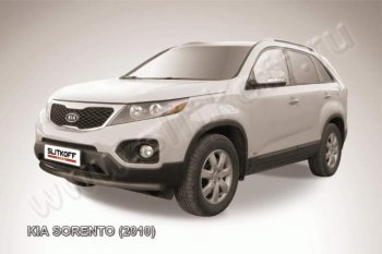 8 599 р. Защита переднего бампера из трубы d57 Slitkoff (радиусная)  KIA Sorento  XM (2009-2012) дорестайлинг (Цвет: серебристый)  с доставкой в г. Кемерово. Увеличить фотографию 1