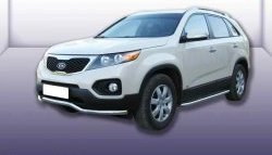 Фигурная защита переднего бампера диаметром 57 мм Slitkoff KIA Sorento  XM (2009-2012) дорестайлинг