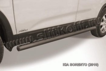 10 349 р. Защита порогов из труб d57 Slitkoff KIA Sorento XM дорестайлинг (2009-2012) (Цвет: серебристый)  с доставкой в г. Кемерово. Увеличить фотографию 1