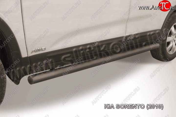 10 349 р. Защита порогов из труб d57 Slitkoff  KIA Sorento  XM (2009-2012) дорестайлинг (Цвет: серебристый)  с доставкой в г. Кемерово