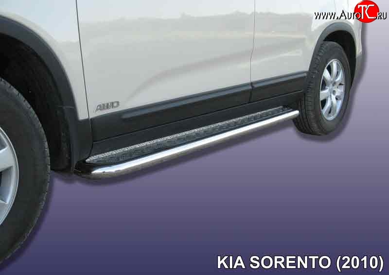 18 949 р. Широкая защита порогов из трубы диаметром 57 мм Slitkoff KIA Sorento XM дорестайлинг (2009-2012) (Нержавейка, Полированная)  с доставкой в г. Кемерово