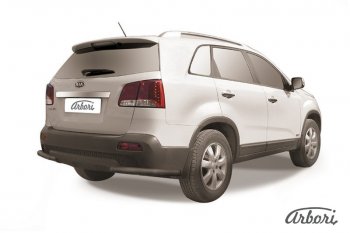 5 399 р. Защита заднего бампера Arbori (уголки, черная, 1 труба d57 mm).  KIA Sorento  XM (2009-2012) дорестайлинг  с доставкой в г. Кемерово. Увеличить фотографию 1