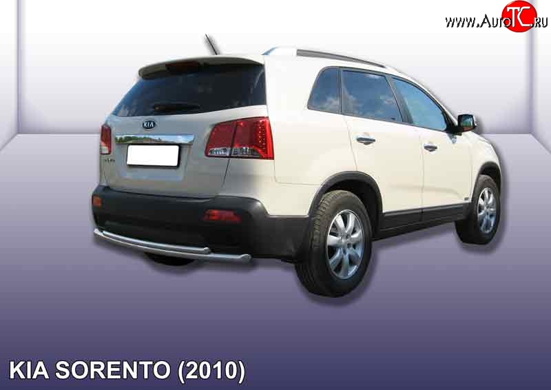 12 799 р. Двойная защита заднего бампера (d57 и 42 мм) Slitkoff  KIA Sorento  XM (2009-2012) дорестайлинг (нержавейка полированная)  с доставкой в г. Кемерово