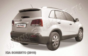 7 299 р. Защита заднего бампера из трубы d57 Slitkoff (короткая) KIA Sorento XM дорестайлинг (2009-2012) (Цвет: серебристый)  с доставкой в г. Кемерово. Увеличить фотографию 1