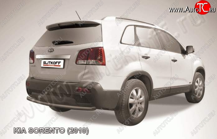 7 299 р. Защита заднего бампера из трубы d57 Slitkoff (короткая)  KIA Sorento  XM (2009-2012) дорестайлинг (Цвет: серебристый)  с доставкой в г. Кемерово