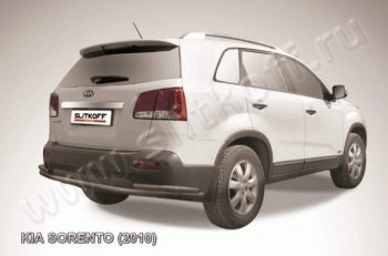 11 649 р. Защита заднего бампера из труб d57+d42 Slitkoff (с уголками) KIA Sorento XM дорестайлинг (2009-2012) (Цвет: серебристый)  с доставкой в г. Кемерово. Увеличить фотографию 1